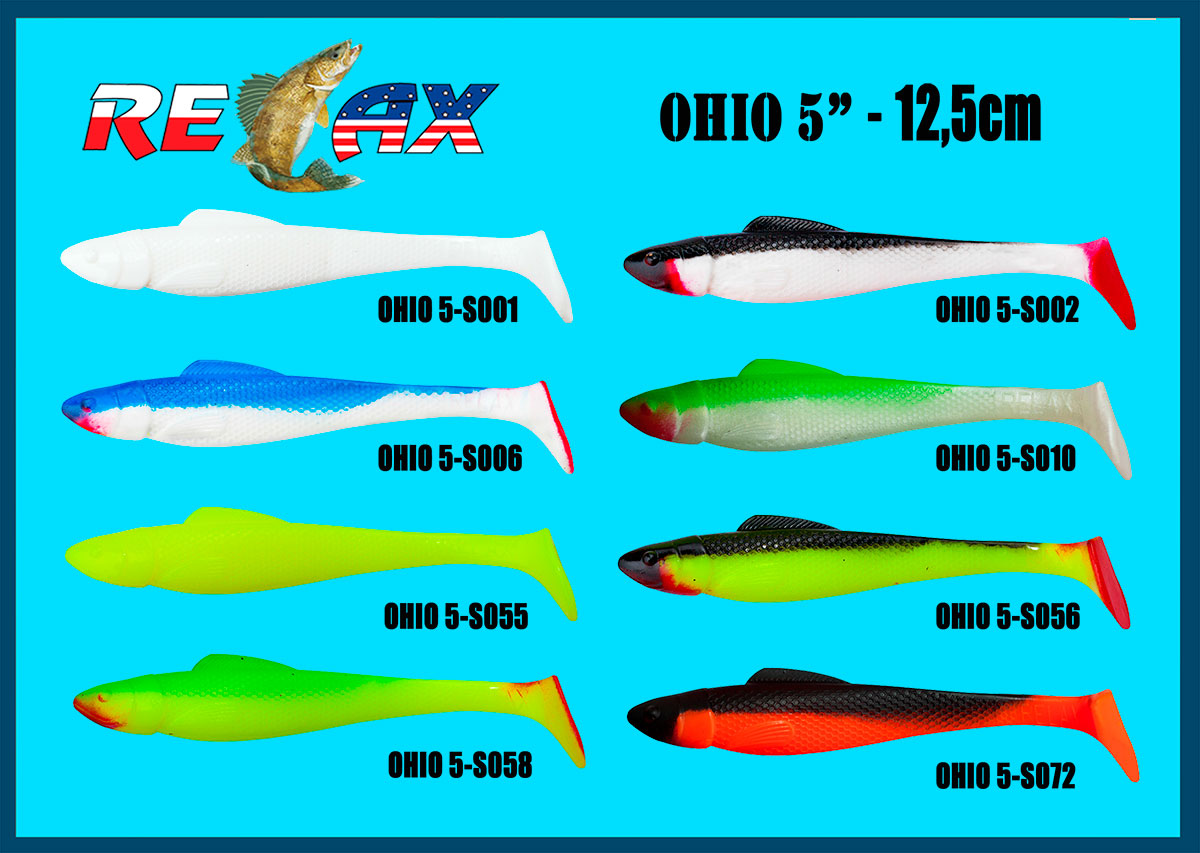 raubfischangeln blando plástico cebo Set 5x goma peces relax Ohio 5'' Shad 13cm 